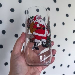 Six Luminarc 16oz glass with Santa, tree, & reindeer - PRICE FOR ALL